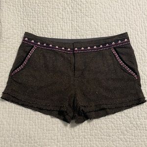 Free People Embroidered Wool Blend Shorts